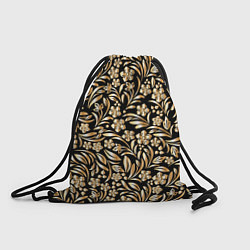 Рюкзак-мешок Золотые узоры - цветы, цвет: 3D-принт
