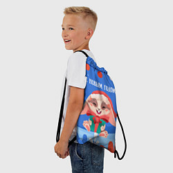Рюкзак-мешок С новым годом - зайчик с подарком, цвет: 3D-принт — фото 2
