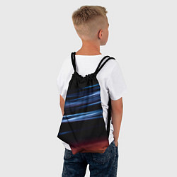 Рюкзак-мешок Синие и оранжевые линии во тьме, цвет: 3D-принт — фото 2