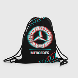 Рюкзак-мешок Значок Mercedes в стиле glitch на темном фоне, цвет: 3D-принт