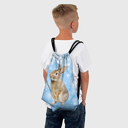 Рюкзак-мешок Кролик и снежинки, цвет: 3D-принт — фото 2