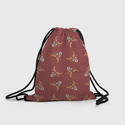 Рюкзак-мешок Эстетика: праздничные олени на бордовом фоне, цвет: 3D-принт