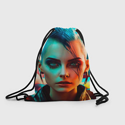 Рюкзак-мешок Нейросеть - девушка в стиле киберпанк, цвет: 3D-принт