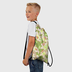Рюкзак-мешок Нежные цветы - лилии: цветной паттерн, цвет: 3D-принт — фото 2