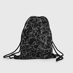 Рюкзак-мешок Нежные цветы - лилии: черно белыи, цвет: 3D-принт