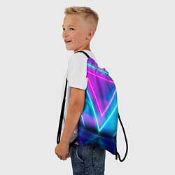 Рюкзак-мешок Неоновые треугольники на горизонте, цвет: 3D-принт — фото 2