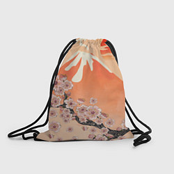 Рюкзак-мешок Ветка цветущей сакуры и вулкан, цвет: 3D-принт