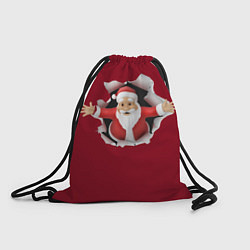Рюкзак-мешок Дед Мороз вылезает из стены, цвет: 3D-принт