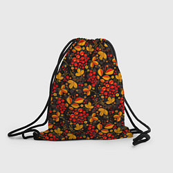 Рюкзак-мешок Красная рябина хохломой, цвет: 3D-принт