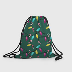 Рюкзак-мешок Новогодняя гирлянда зеленая, цвет: 3D-принт