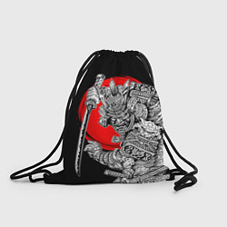 Рюкзак-мешок Самурай с мечом на черном фоне, цвет: 3D-принт