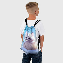 Рюкзак-мешок Заснеженный котик, цвет: 3D-принт — фото 2