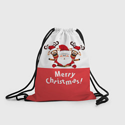 Рюкзак-мешок Дед Мороз с оленями, цвет: 3D-принт