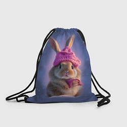 Рюкзак-мешок Ушастик в вязаной шапочке, цвет: 3D-принт