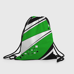 Рюкзак-мешок Абстрактный узор черно зеленый с белым, цвет: 3D-принт