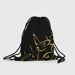 Рюкзак-мешок Золотая каллиграфия на черном фоне, цвет: 3D-принт