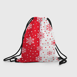 Рюкзак-мешок Рождественские снежинки на красно-белом фоне, цвет: 3D-принт