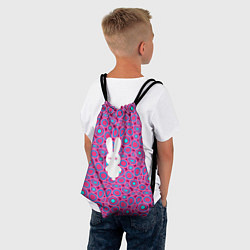 Рюкзак-мешок Белый кролик на розовом - символ 2023, цвет: 3D-принт — фото 2