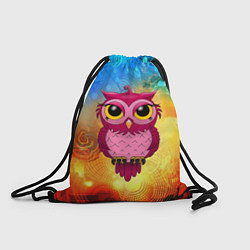 Рюкзак-мешок Малиновая сова на абстрактном фоне, цвет: 3D-принт