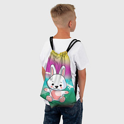 Рюкзак-мешок Белый плюшевый зайка, цвет: 3D-принт — фото 2