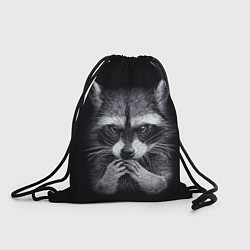 Рюкзак-мешок Енот на черном фоне, цвет: 3D-принт