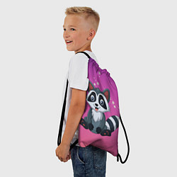 Рюкзак-мешок Мультяшный енот улыбается, цвет: 3D-принт — фото 2