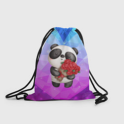 Рюкзак-мешок Панда с букетом цветов, цвет: 3D-принт