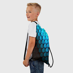 Рюкзак-мешок Abstraction neon blue, цвет: 3D-принт — фото 2