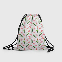 Рюкзак-мешок Тюльпаны и сердечки - паттерн, цвет: 3D-принт
