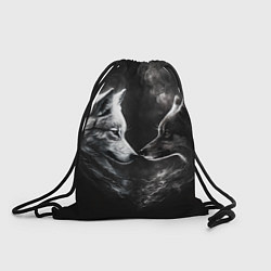 Рюкзак-мешок Пара волков - белый и черный, цвет: 3D-принт