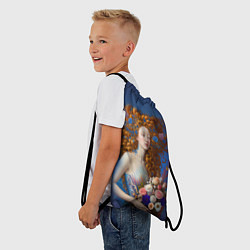 Рюкзак-мешок Русалка в стиле Ренессанса с цветами, цвет: 3D-принт — фото 2