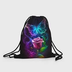 Рюкзак-мешок Неоновая бабочка с цветком, цвет: 3D-принт