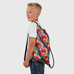 Рюкзак-мешок Паттерн с розами, цвет: 3D-принт — фото 2