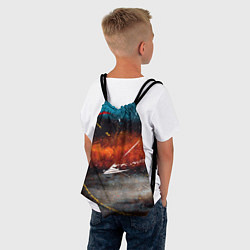 Рюкзак-мешок Серый, оранжевый и синий туманы и краски, цвет: 3D-принт — фото 2