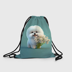 Рюкзак-мешок Белая собака милаха, цвет: 3D-принт