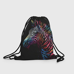 Рюкзак-мешок Разноцветная зебра на темном фоне, цвет: 3D-принт