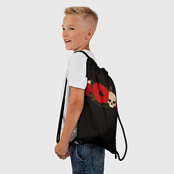 Рюкзак-мешок Череп среди цветов, цвет: 3D-принт — фото 2