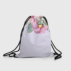 Рюкзак-мешок Пастельные цветы акварелью - наверху, цвет: 3D-принт