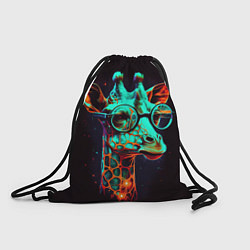 Рюкзак-мешок Зеленый жираф в круглых очках, цвет: 3D-принт
