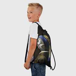 Рюкзак-мешок Котейка с жемчужной серёжкой, цвет: 3D-принт — фото 2