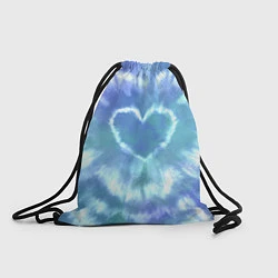 Рюкзак-мешок Сердце - тай-дай - голубой, цвет: 3D-принт