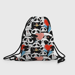 Рюкзак-мешок Панды с сердечками, цвет: 3D-принт