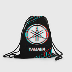 Рюкзак-мешок Значок Yamaha в стиле glitch на темном фоне, цвет: 3D-принт