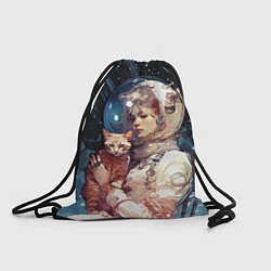 Рюкзак-мешок Девушка космонавт с рыжим котом, цвет: 3D-принт