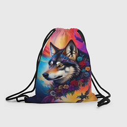Рюкзак-мешок Волк бохо - нейросеть, цвет: 3D-принт