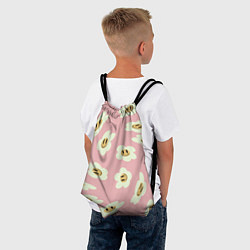 Рюкзак-мешок Искаженные смайлы-цветы на розовом паттер, цвет: 3D-принт — фото 2