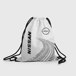 Рюкзак-мешок Nissan speed на светлом фоне со следами шин: надпи, цвет: 3D-принт