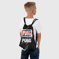 Рюкзак-мешок PUBG в стиле glitch и баги графики на темном фоне, цвет: 3D-принт — фото 2