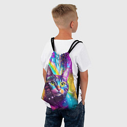 Рюкзак-мешок Полосатый кот с разноцветной звездной туманностью, цвет: 3D-принт — фото 2