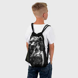 Рюкзак-мешок Медведь и девушка воин, цвет: 3D-принт — фото 2